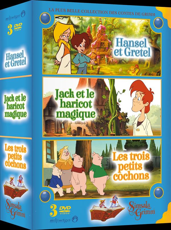 Simsala Grimm - Coffret Garçon : Hansel et Gretel + Jack et le haricot magique + Les trois petits cochons [DVD] - flash vidéo