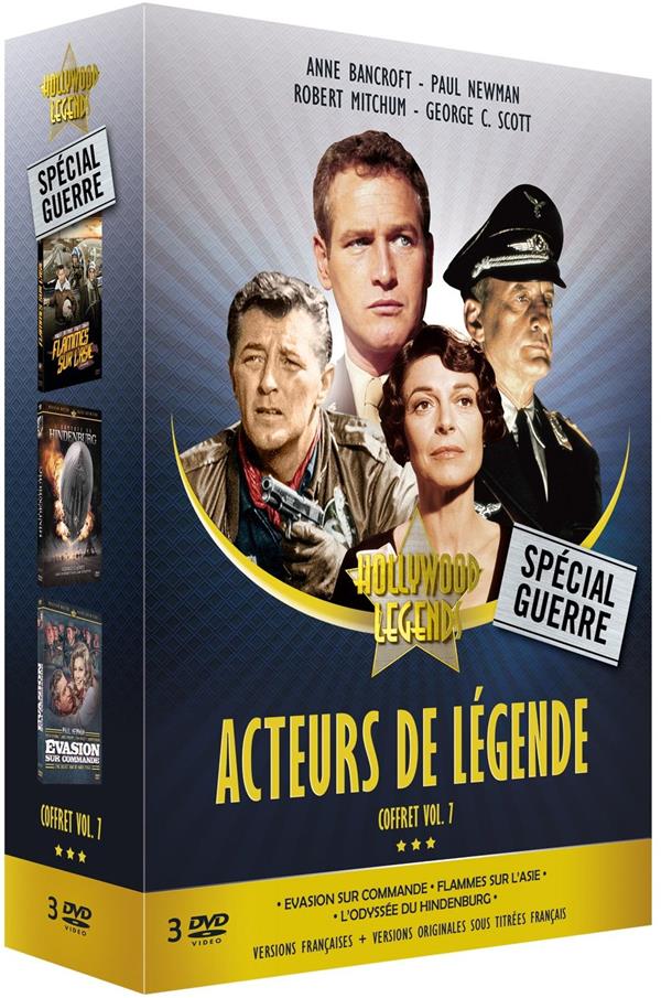 Acteurs de légende Vol. 7 : Flammes sur l'Asie + Évasion sur commande + L'Odyssée du Hindenbourg [DVD] - flash vidéo