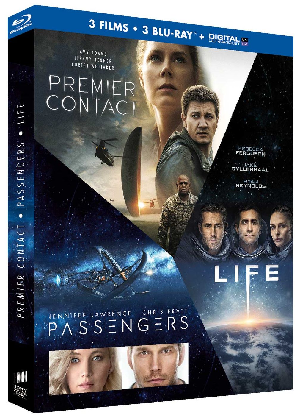 Coffret Science Fiction 3 Films : Premier Contact Passengers Life [Blu-Ray]
