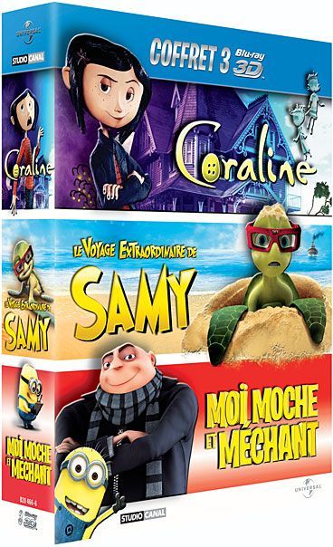Coffret Blu-ray 3D Animation - Moi, moche et méchant + Le voyage extraordinaire de Samy + Coraline [Blu-ray 3D] - flash vidéo