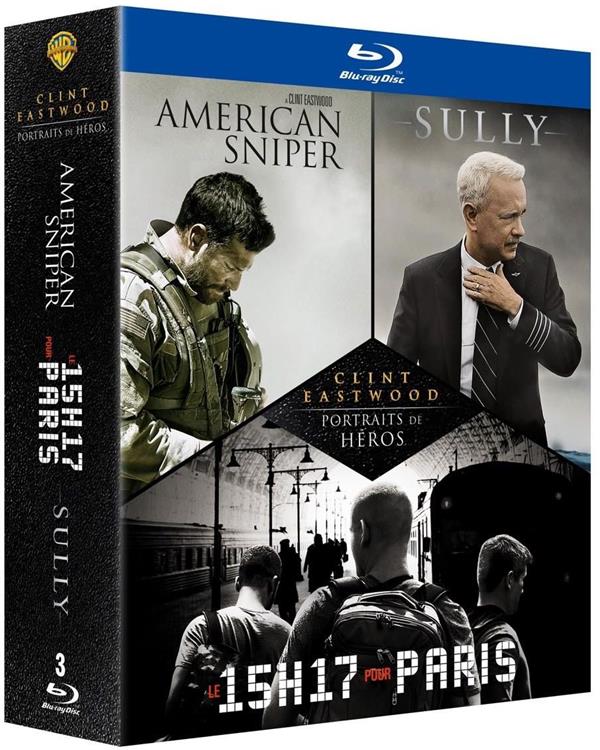 Clint Eastwood - Portraits de Héros - Le 15h17 pour Paris + Sully + American Sniper [Blu-ray] - flash vidéo
