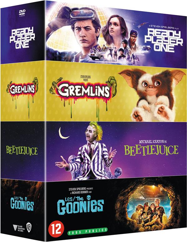Coffret Années 80 4 Films : Les Goonies Gremlins Beetlejuice Ready Player One [DVD] - flash vidéo