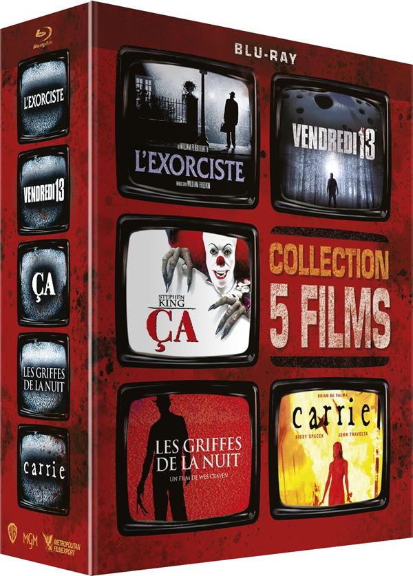 Collection 5 films : L'Exorciste + Vendredi 13 + Ça + Les Griffes de la nuit + Carrie [Blu-ray] - flash vidéo