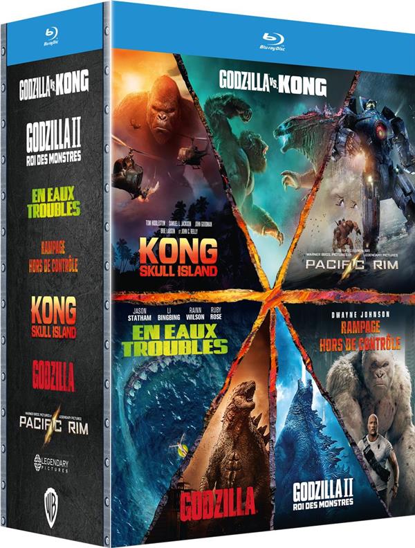 Godzilla + Godzilla : Roi des monstres + Kong : Skull Island + Godzilla vs Kong + Rampage - Hors de contrôle + En eaux troubles + Pacific Rim [Blu-ray] - flash vidéo