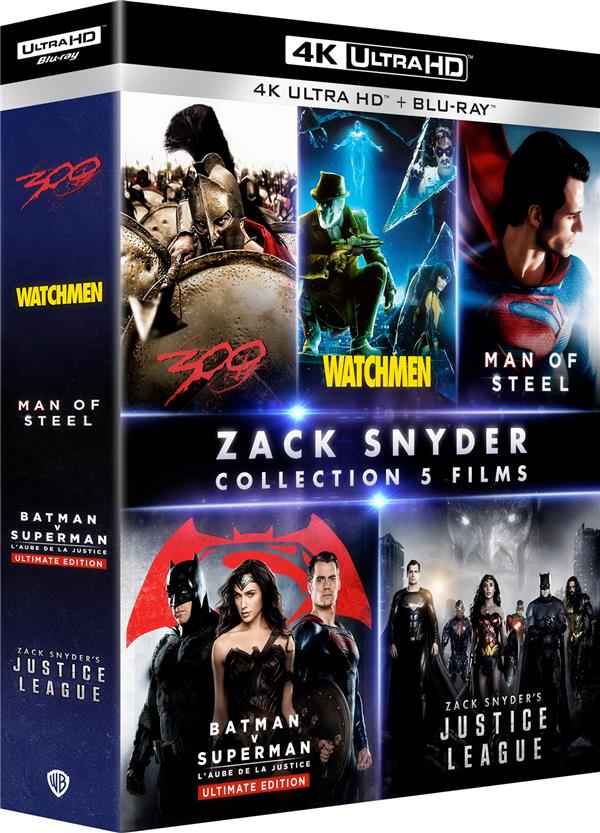 Coffret Zack Snyder : 300 + Watchmen + Man of Steel + Batman v Superman : L'aube de la justice + Zack Snyder's Justice League [4K Ultra HD] - flash vidéo