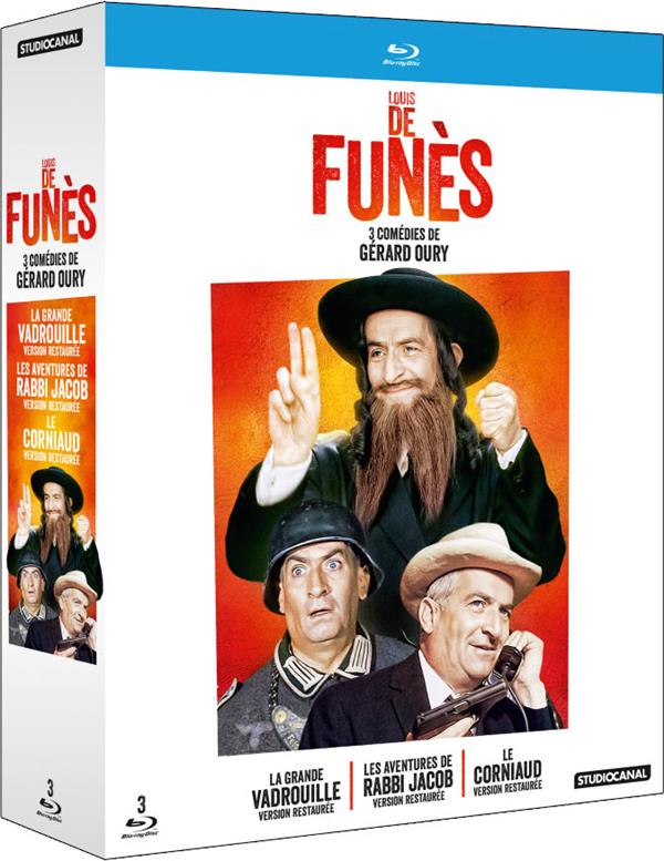 Louis de Funès, 3 comédies de Gérard Oury: La grande vadrouille + Les aventures de Rabbi Jacob + Le corniaud [Blu-ray] - flash vidéo