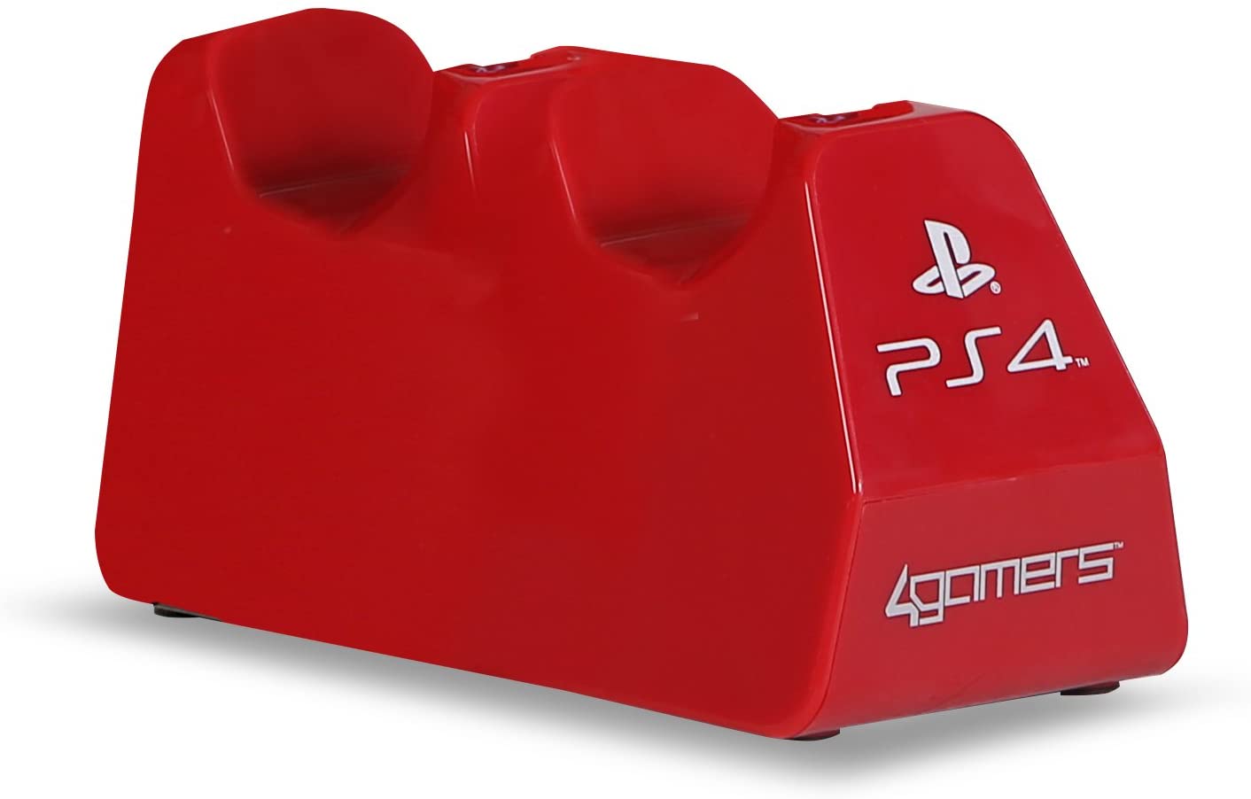 4Gamers - PS4 Licensed Twin Play and Charge Cables with Desktop Stand Red