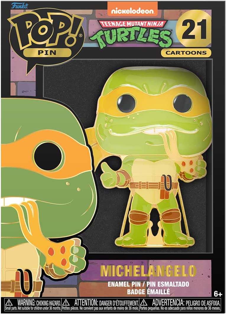 Loungefly: Funko Pop! Pins Cartoons: TMNT - Michelangelo Large Enamel POP Pin - flash vidéo