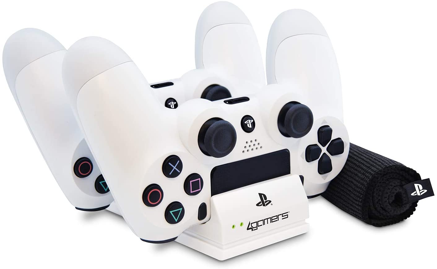 4Gamers - PS4 Licensed Charge+ Twin Charging Dock with Cleaning Cloth White - flash vidéo