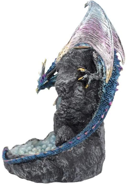 Dragons Intrigue - Brûleur d'encens à reflux Dragon métallique 21.5cm - flash vidéo