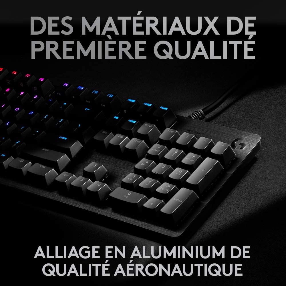 Logitech Clavier mécanique de jeu Lightsync RGB avec commutateurs GX Brown G512 Carbon - Azerty BE - flash vidéo