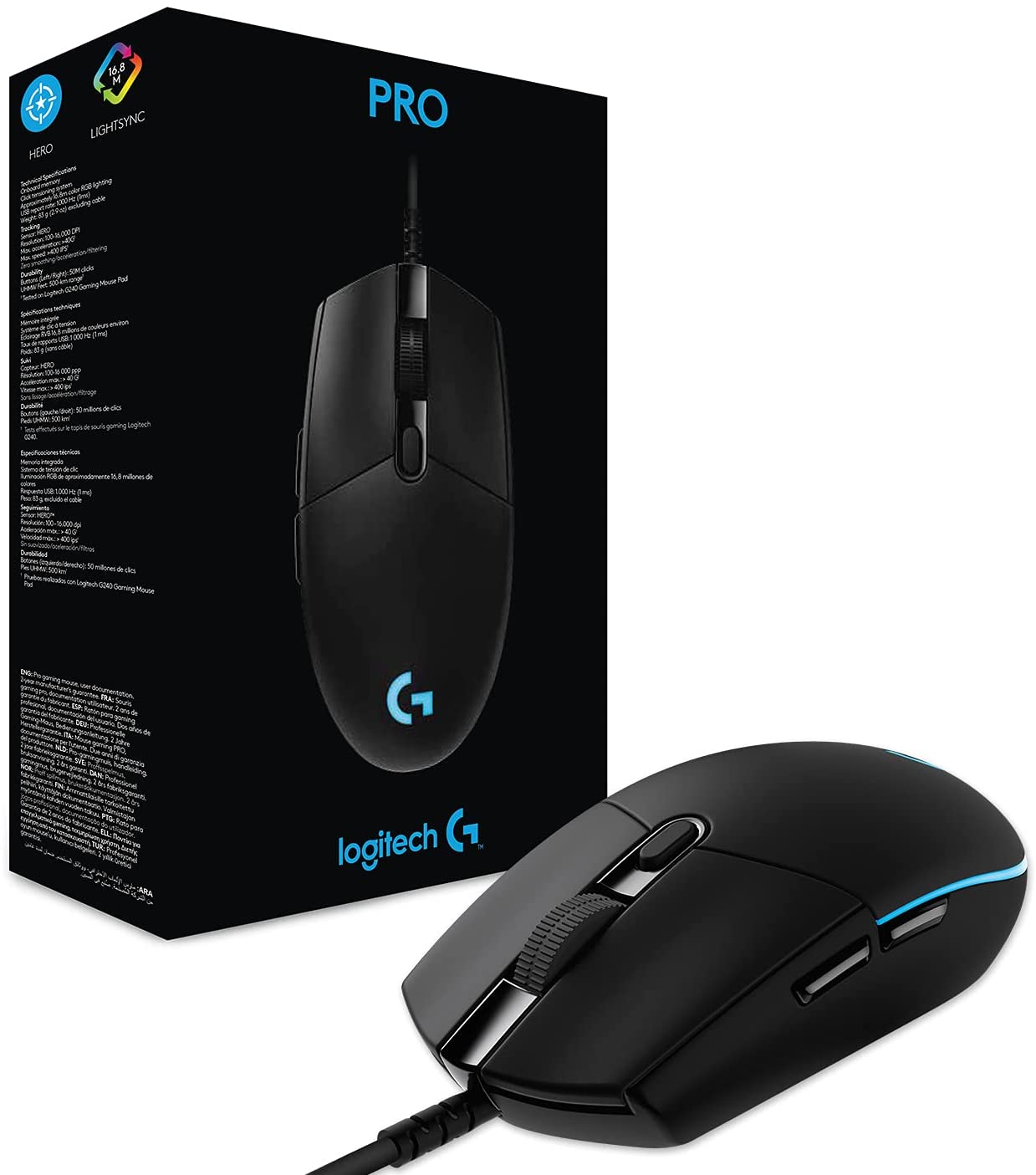 Logitech Souris de jeu PRO HERO Noire - flash vidéo