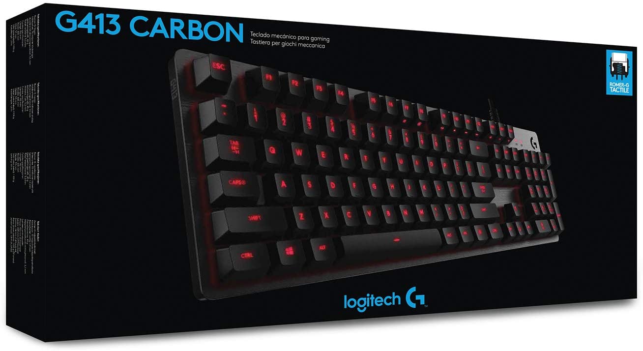 Logitech Clavier mécanique de jeu G413 Carbon - Azerty BE - flash vidéo