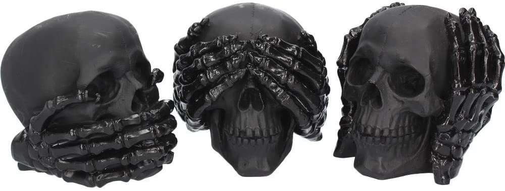 Ne pas voir, ne pas entendre, ne pas dire de mal - Figurines d'ornement crânes noirs - flash vidéo
