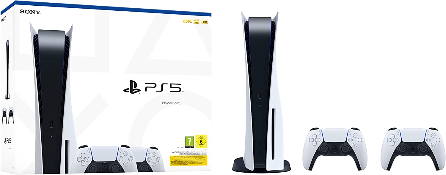 PlayStation 5 Blanche + 2 manettes PS5 DualSense (Blanche) - flash vidéo