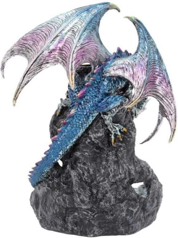 Dragons Intrigue - Brûleur d'encens à reflux Dragon métallique 21.5cm - flash vidéo