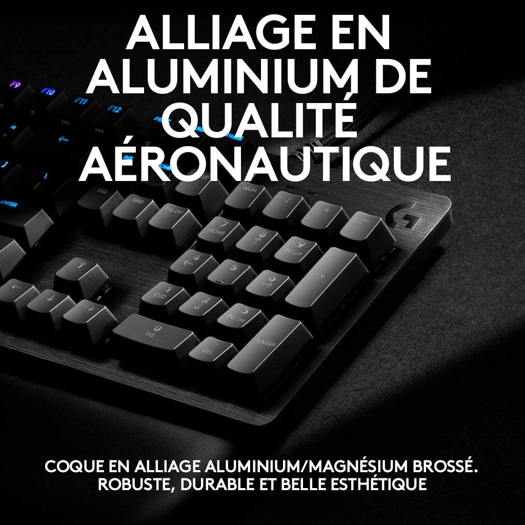 Logitech Clavier mécanique de jeu Lightsync RGB avec commutateurs GX Brown G513 Carbon - Azerty FR