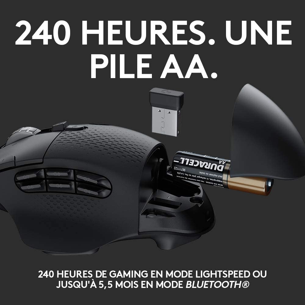 Logitech Souris de jeu sans fil G604 Lightspeed Noire - flash vidéo