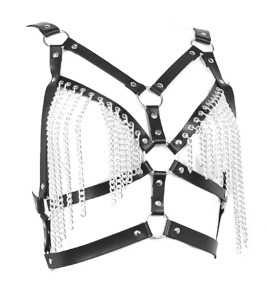 Harnais Bdsm Ajustable avec Chaînette - flash vidéo