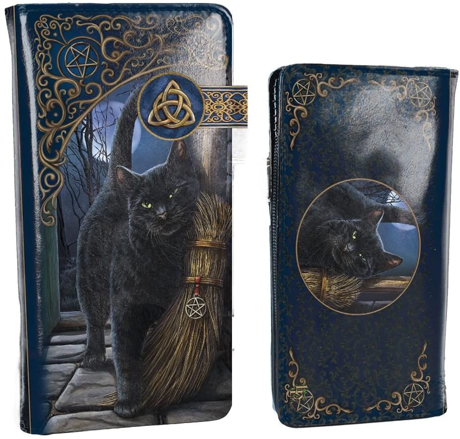 A Brush With Magick - Porte-monnaie chat bleu marine 18.5cm
