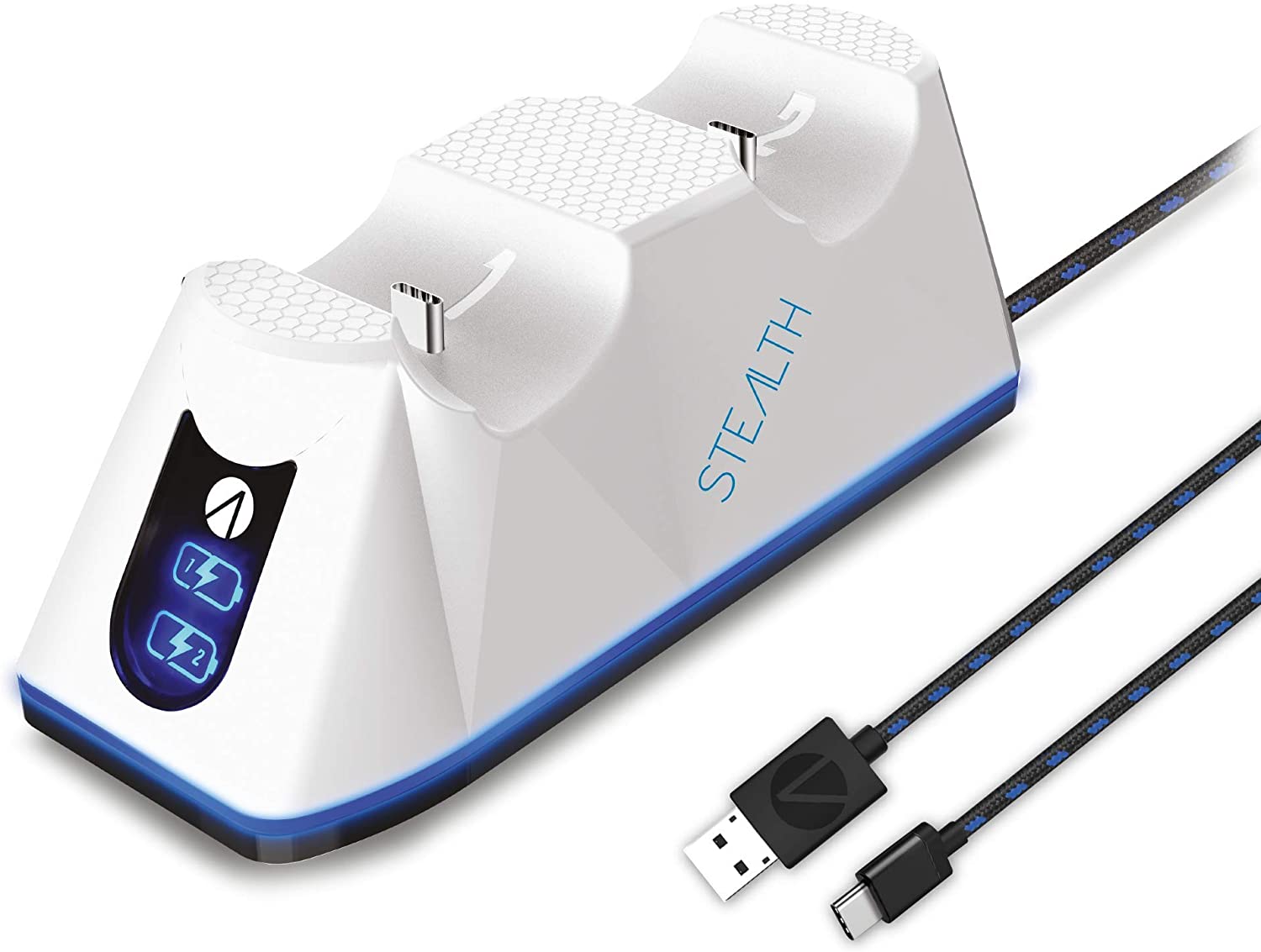 Stealth - Double station de charge pour PS5 Blanc avec Câble Play & Charge inclus