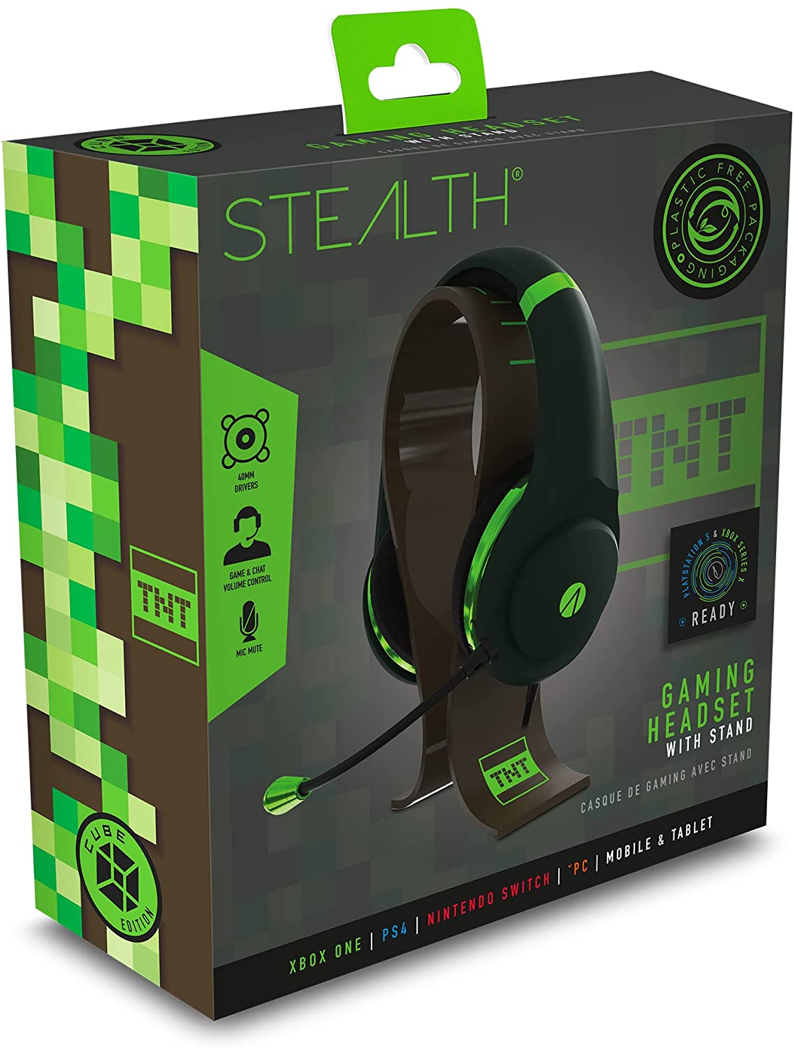 Stealth - Casque de jeu filaire XP-Cube Vert et Brun avec support de casque pour PS4, Xbox One, Switch, PC et Mobile - flash vidéo