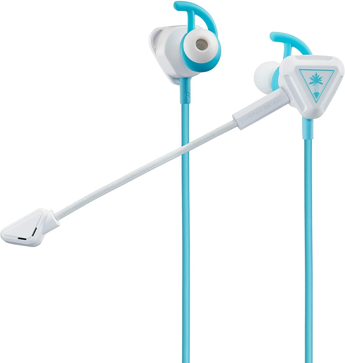 Turtle Beach Écouteurs de jeu intra-auriculaires Battle Buds Blanc et Bleu Canard pour Nintendo Switch, Mobile, PS5, PS4, Xbox Series, Xbox One et PC - flash vidéo