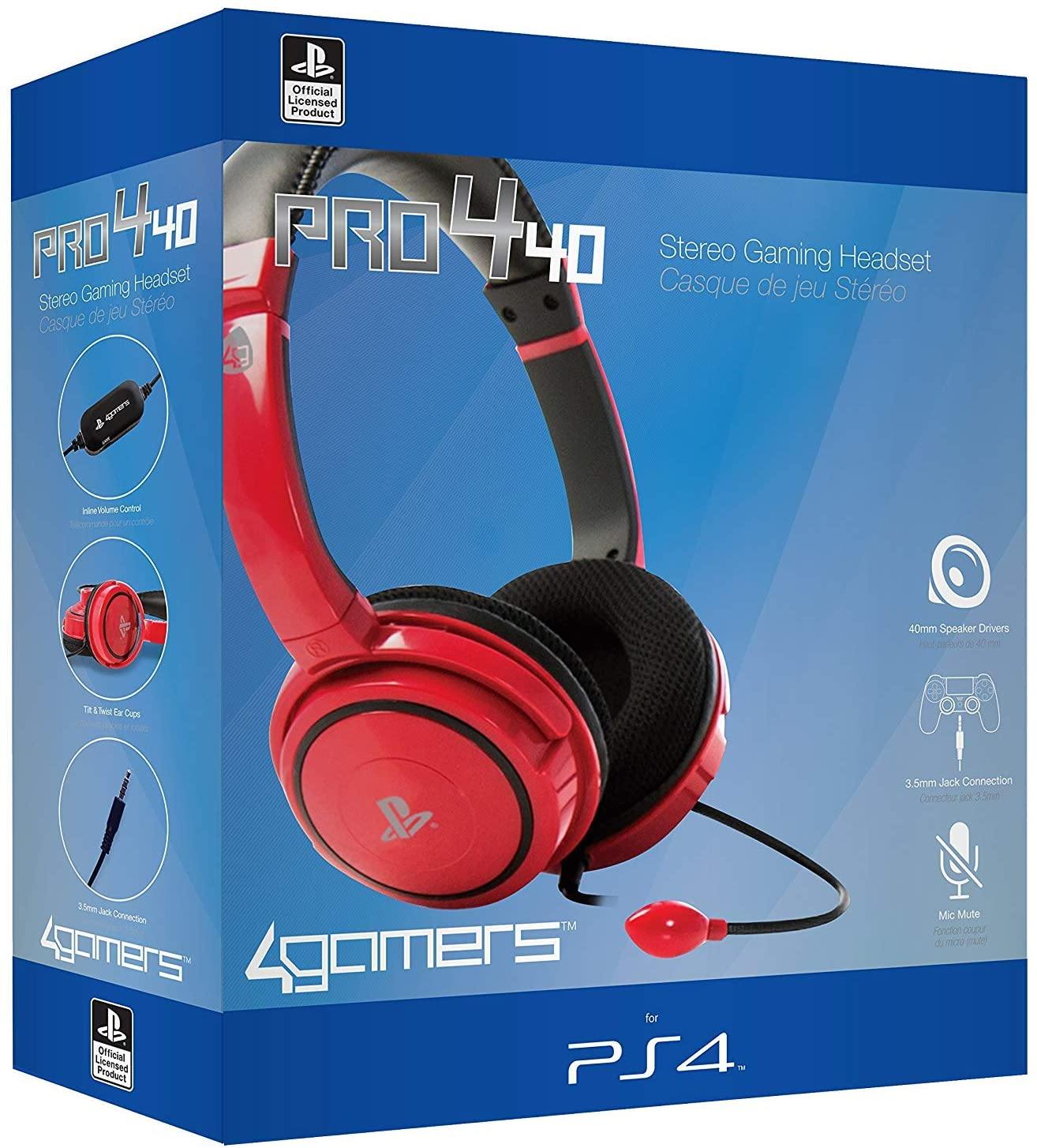 4Gamers - PRO 4-10 PS4 Licensed Wired Stereo Gaming Headset Red - flash vidéo