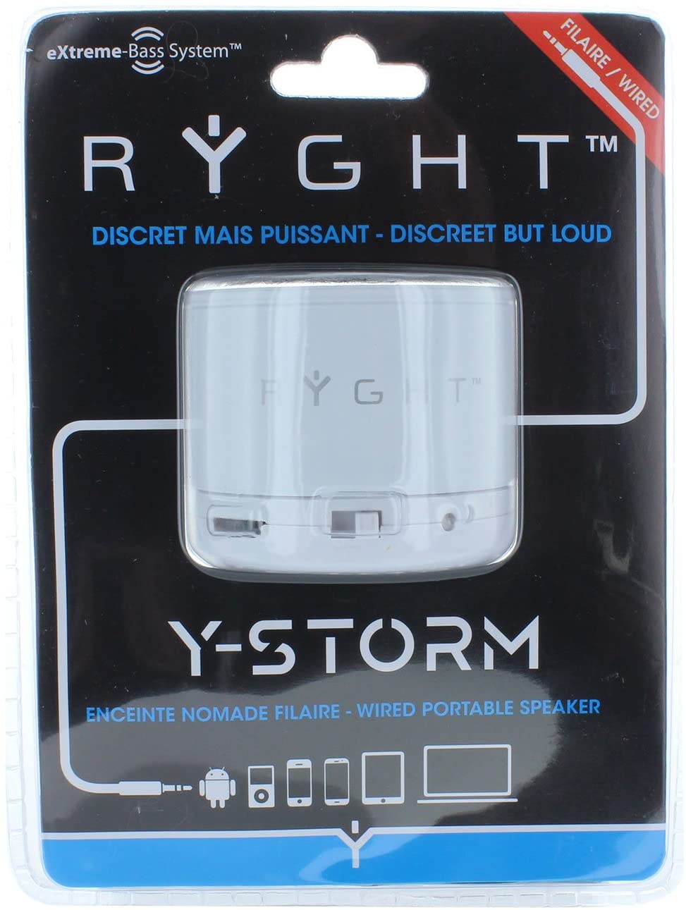Ryght - Y-Storm Wired Portable Speaker White