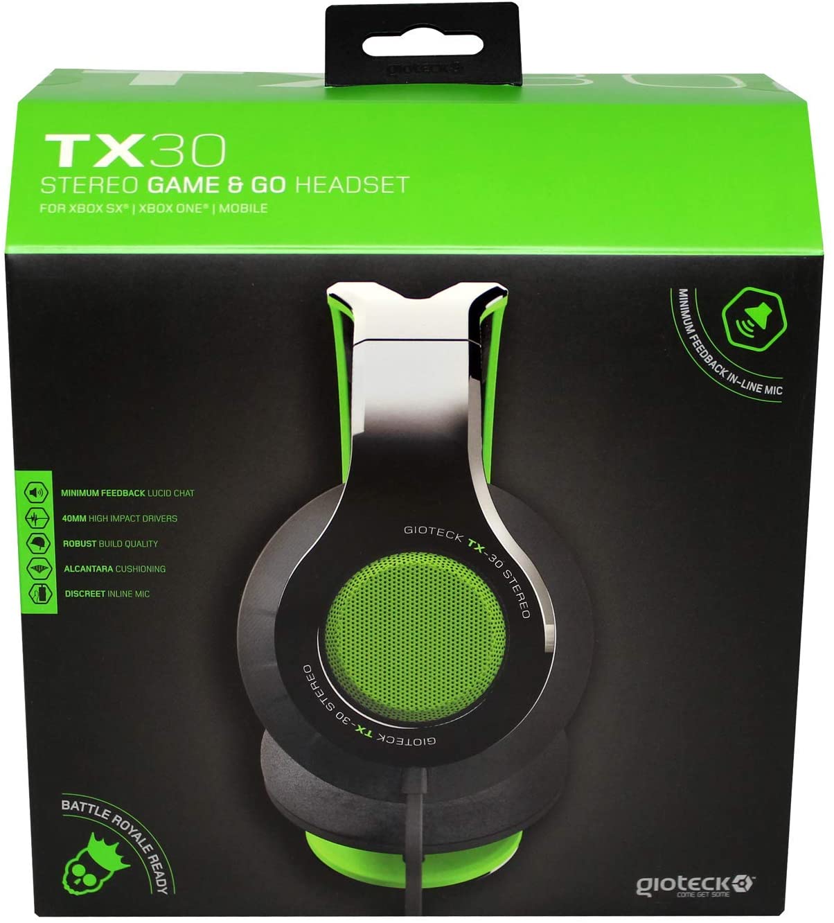 Gioteck - Casque stéréo Game & Go TX30 Vert Grill pour Xbox Series, Xbox One, PS5, PS4 et Mobile