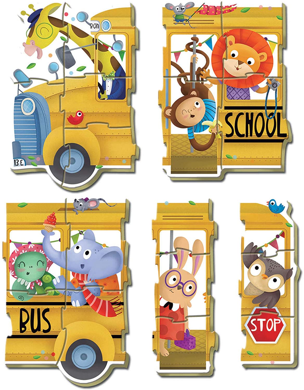 Educa 17575 Puzzle 3+4+5pcs Baby Animal Bus