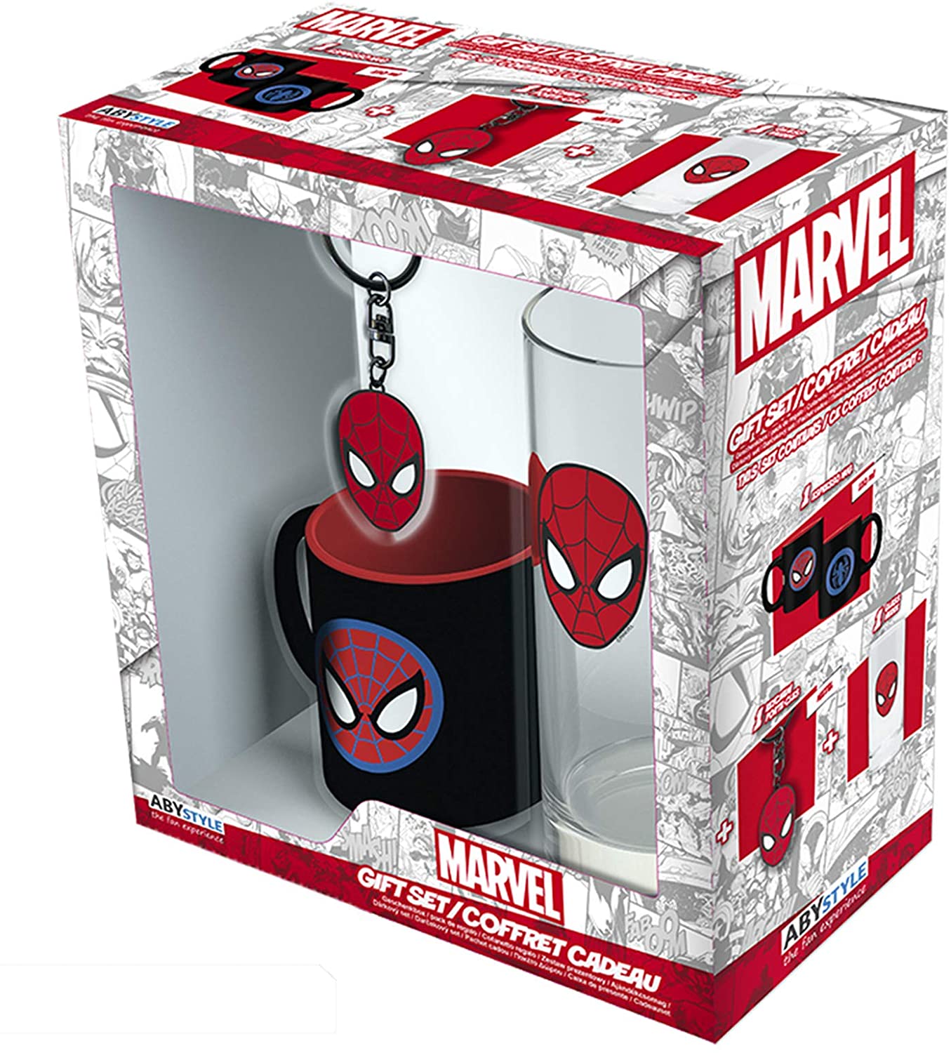 § Marvel - Coffret Cadeau + Verre + Porte-Clefs + Mini Mug Spider-Man - flash vidéo