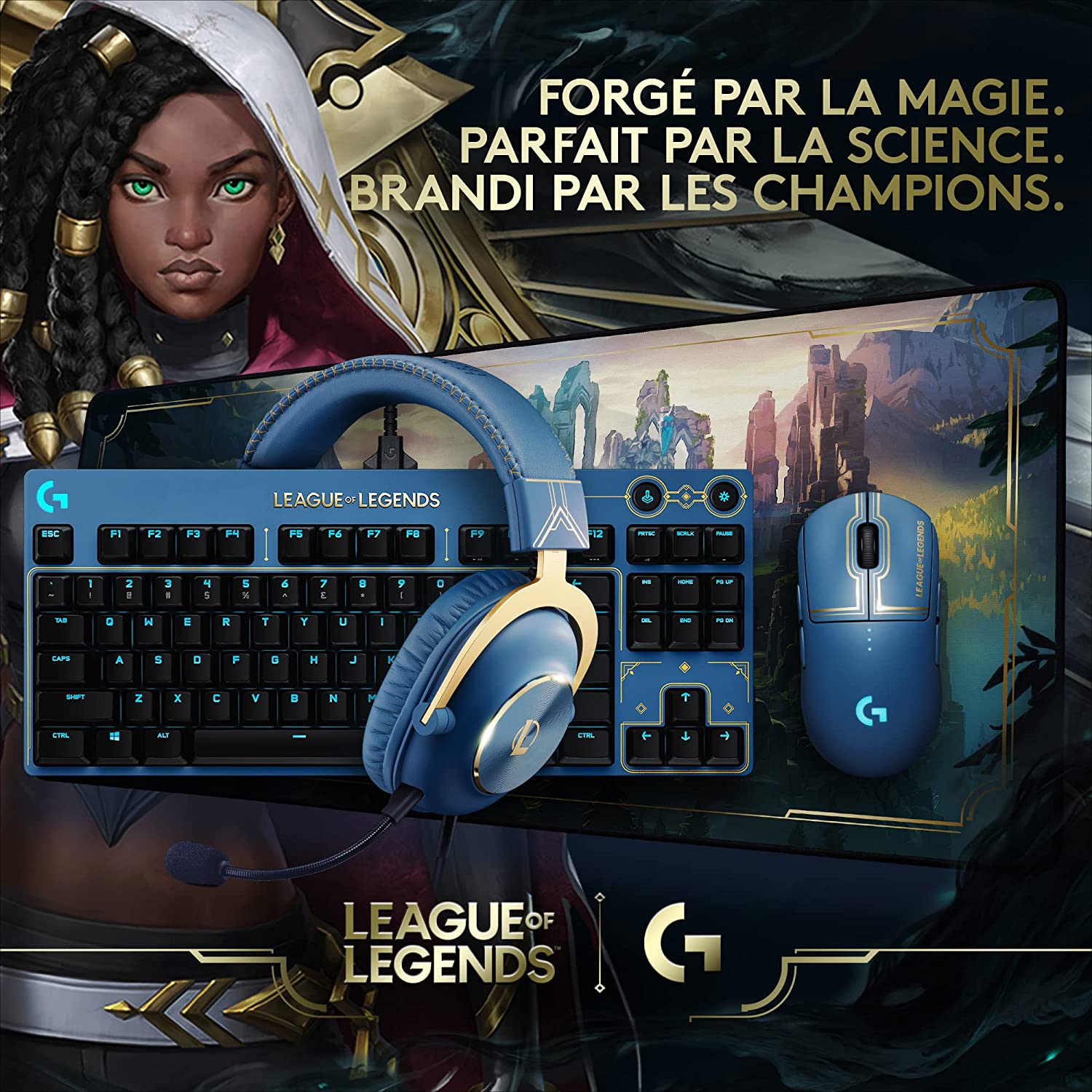 Logitech Clavier mécanique de jeu G PRO TKL sans pavé numérique Lightspeed RGB Edition League of Legends avec commutateurs GX Brown Tactile - Azerty FR - flash vidéo