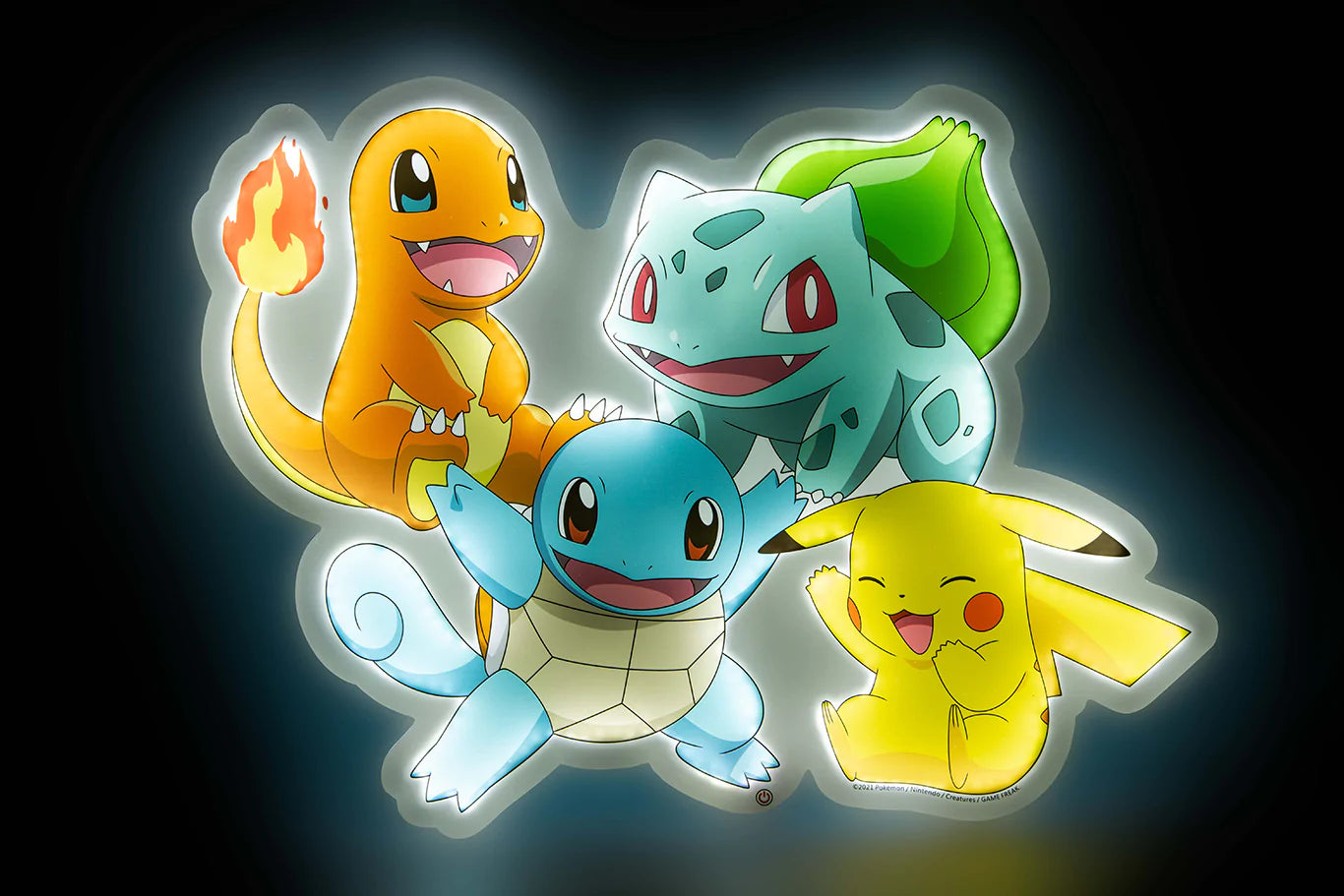 Pokémon - Applique murale néon Pikachu et Starters - flash vidéo