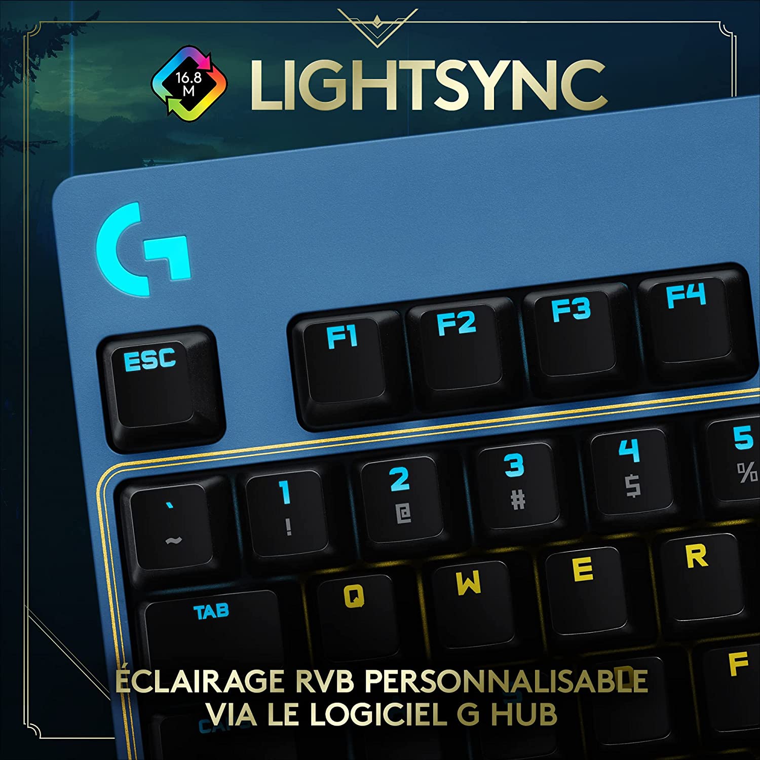 Logitech Clavier mécanique de jeu G PRO TKL sans pavé numérique Lightspeed RGB Edition League of Legends avec commutateurs GX Brown Tactile - Azerty FR - flash vidéo