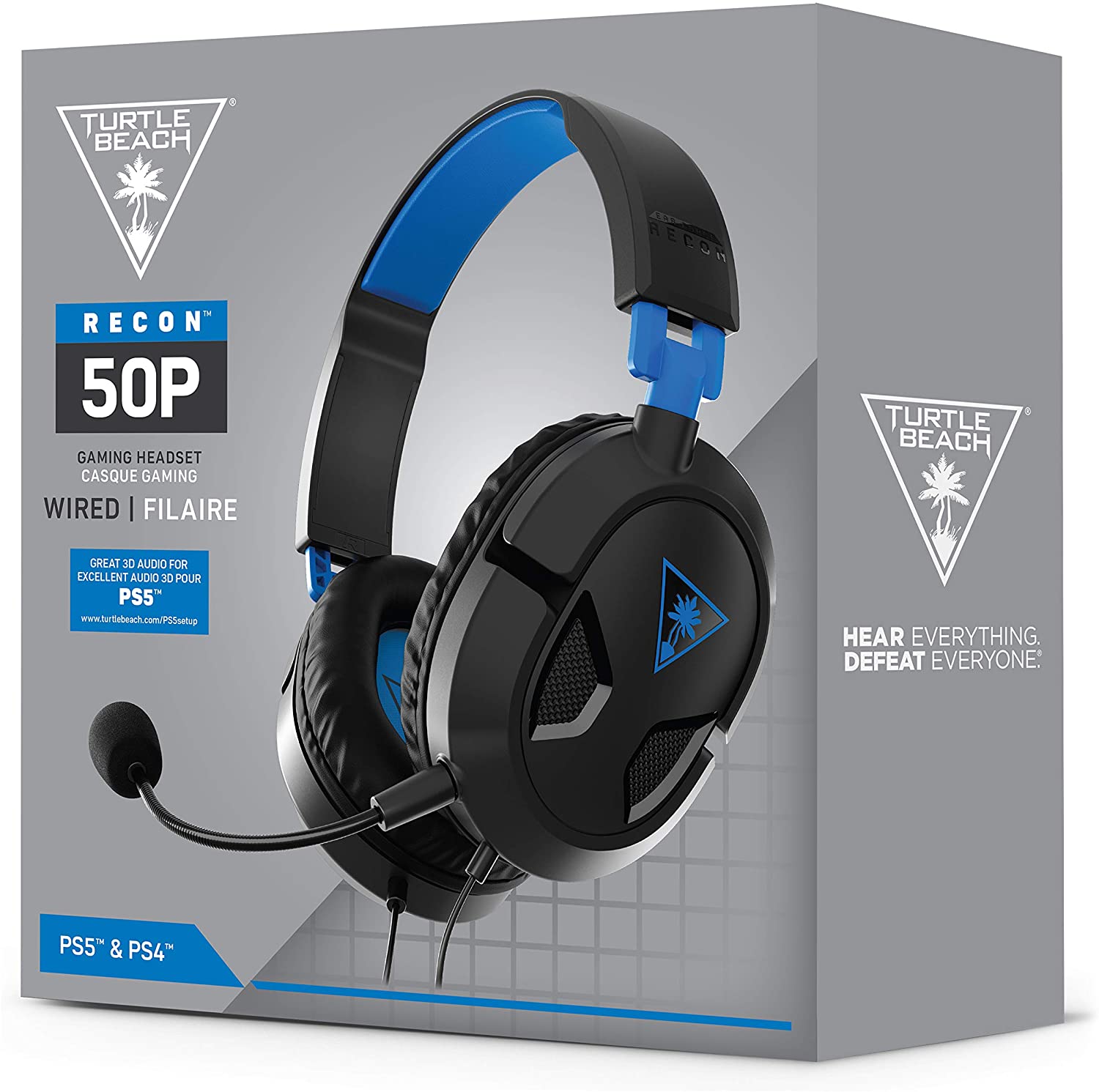 Turtle Beach - Casque de jeu filaire Recon 50P pour PS5, PS4, Xbox Series X|S, Xbox One, Switch, PC, Mac et Mobile - flash vidéo
