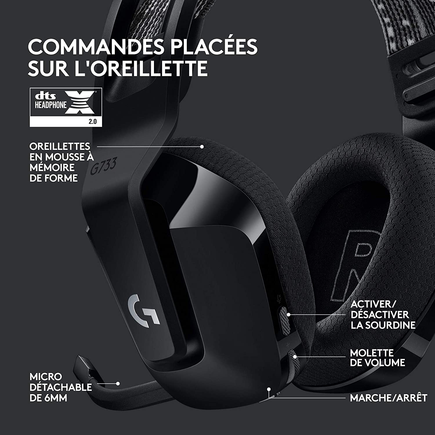 Logitech Casque de jeu sans fil Lightspeed RVB G733 Noir - flash vidéo