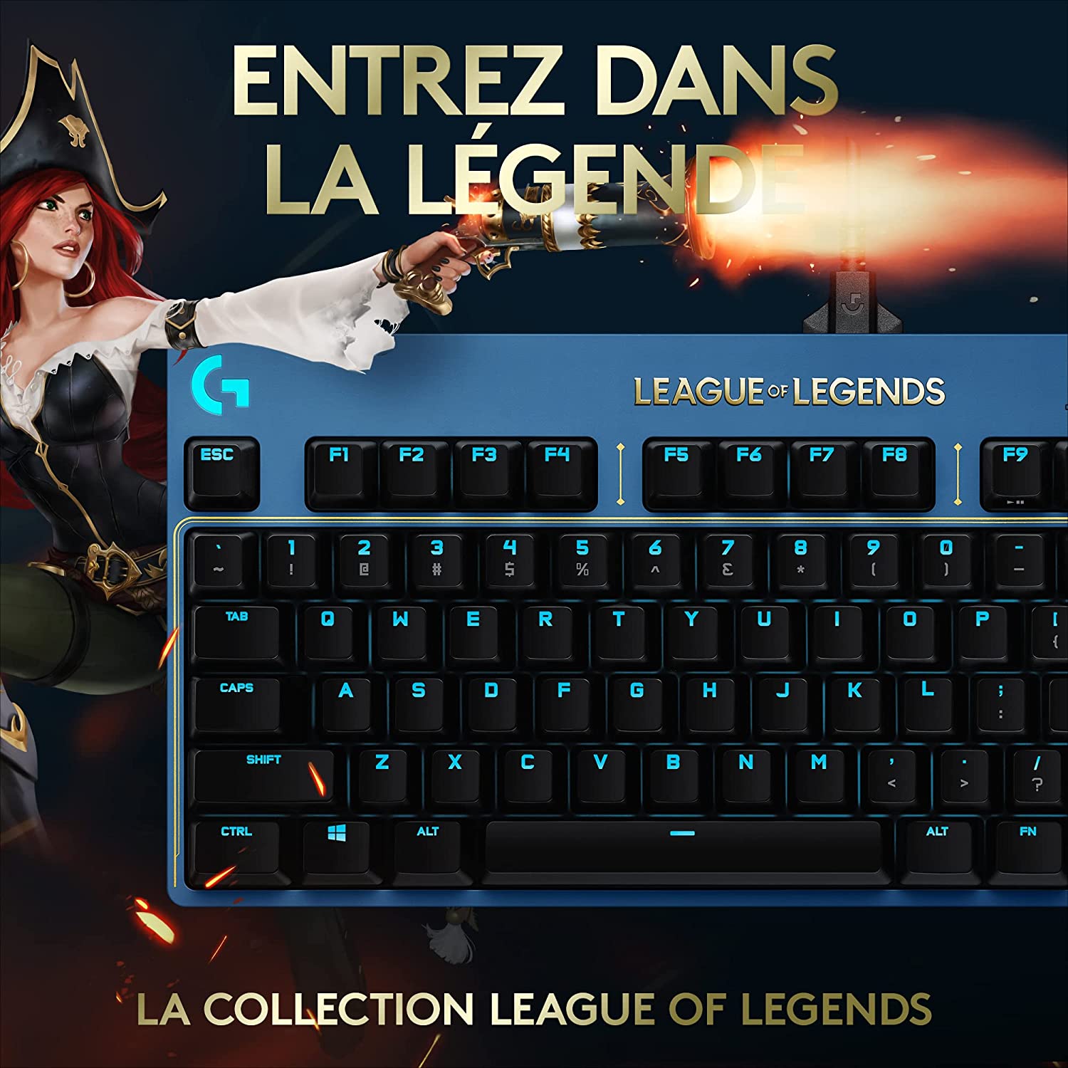 Logitech Clavier mécanique de jeu G PRO TKL sans pavé numérique Lightspeed RGB Edition League of Legends avec commutateurs GX Brown Tactile - Azerty FR - flash vidéo