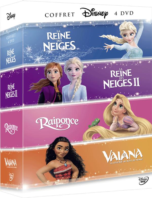 Vaiana, La Légende Du Bout Du Monde + La Reine Des Neiges + La Reine Des Neiges 2 + Raiponce - Coffret 4 Films [DVD] - flash vidéo