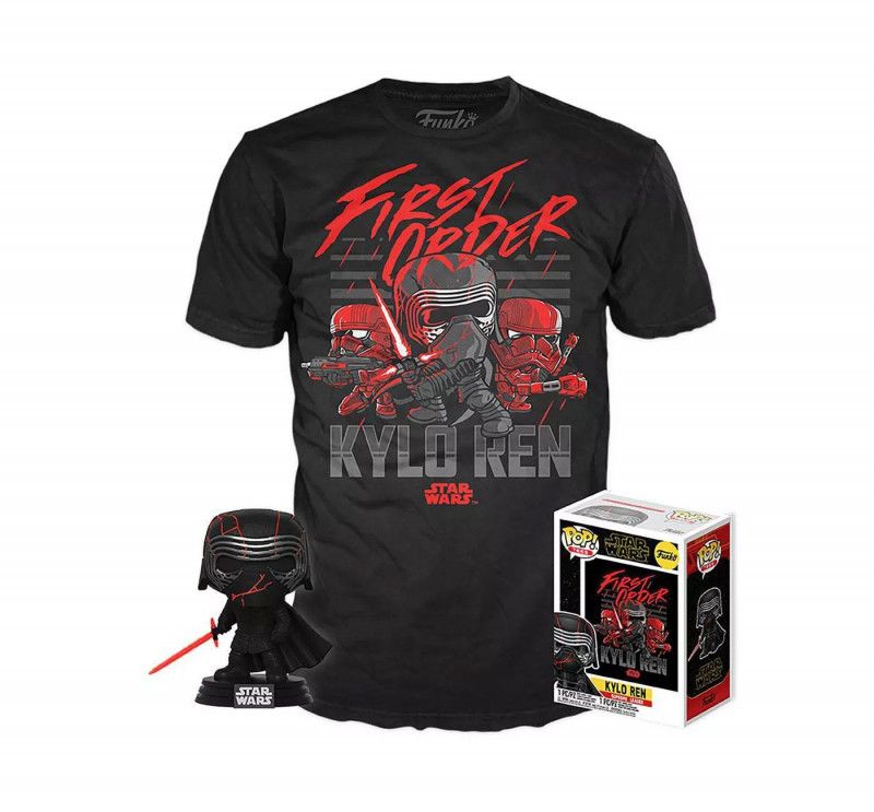 Funko Pop! & Tee: Star Wars: Rise of Skywalker: Kylo Ren Supreme Leader - M - flash vidéo