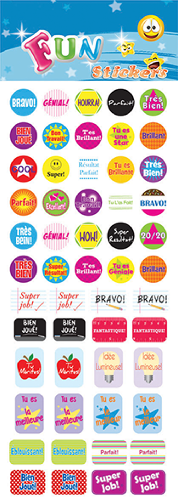 French Rewards Stickers