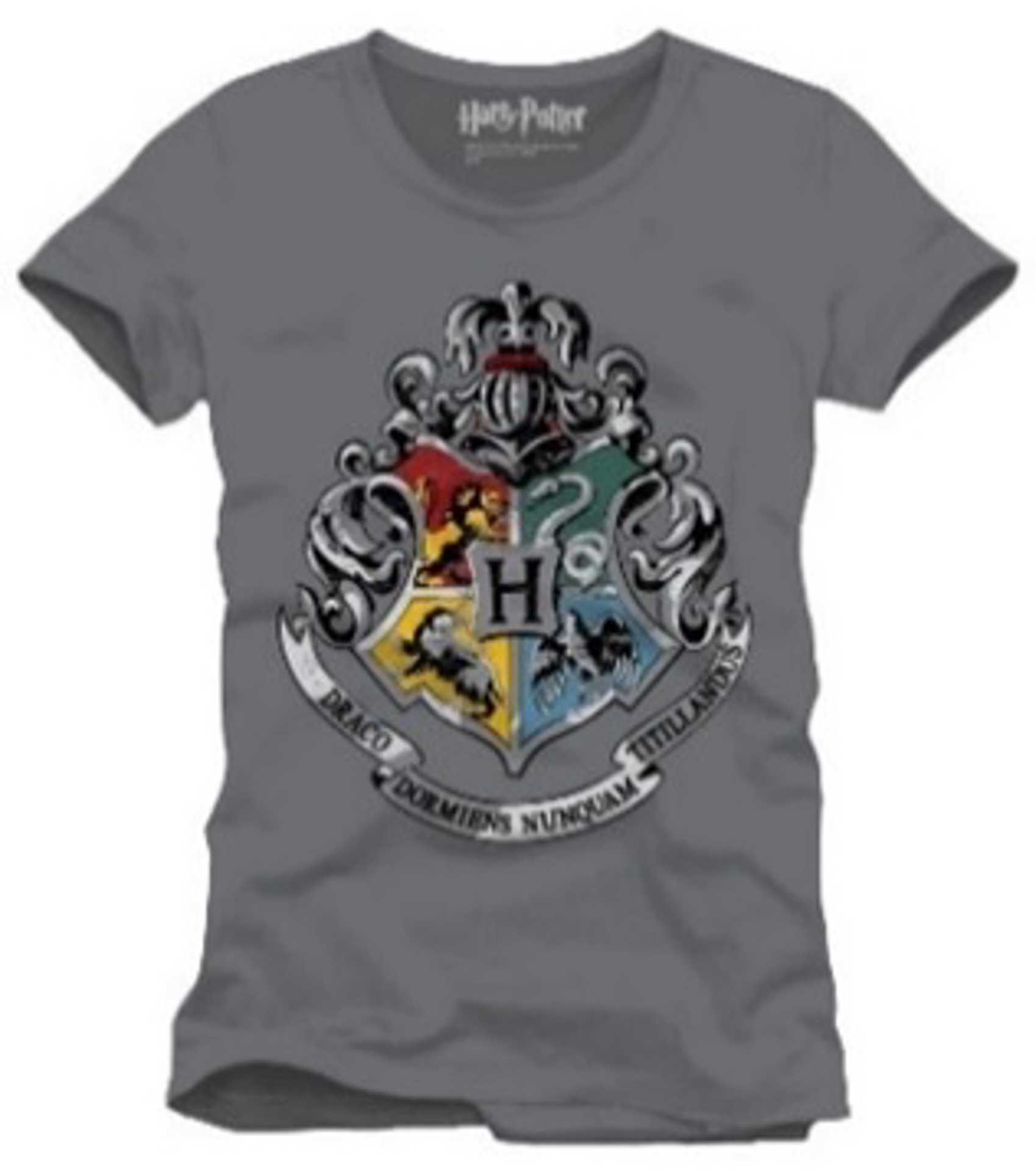 Harry Potter - Hogwarts 4 Houses Crest Anthracite T-Shirt - S