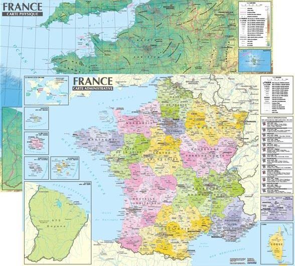 France : carte administrative et physique (édition 2023) - flash vidéo