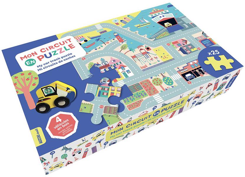 Mon circuit en puzzle : avec 4 véhicules en bois - flash vidéo