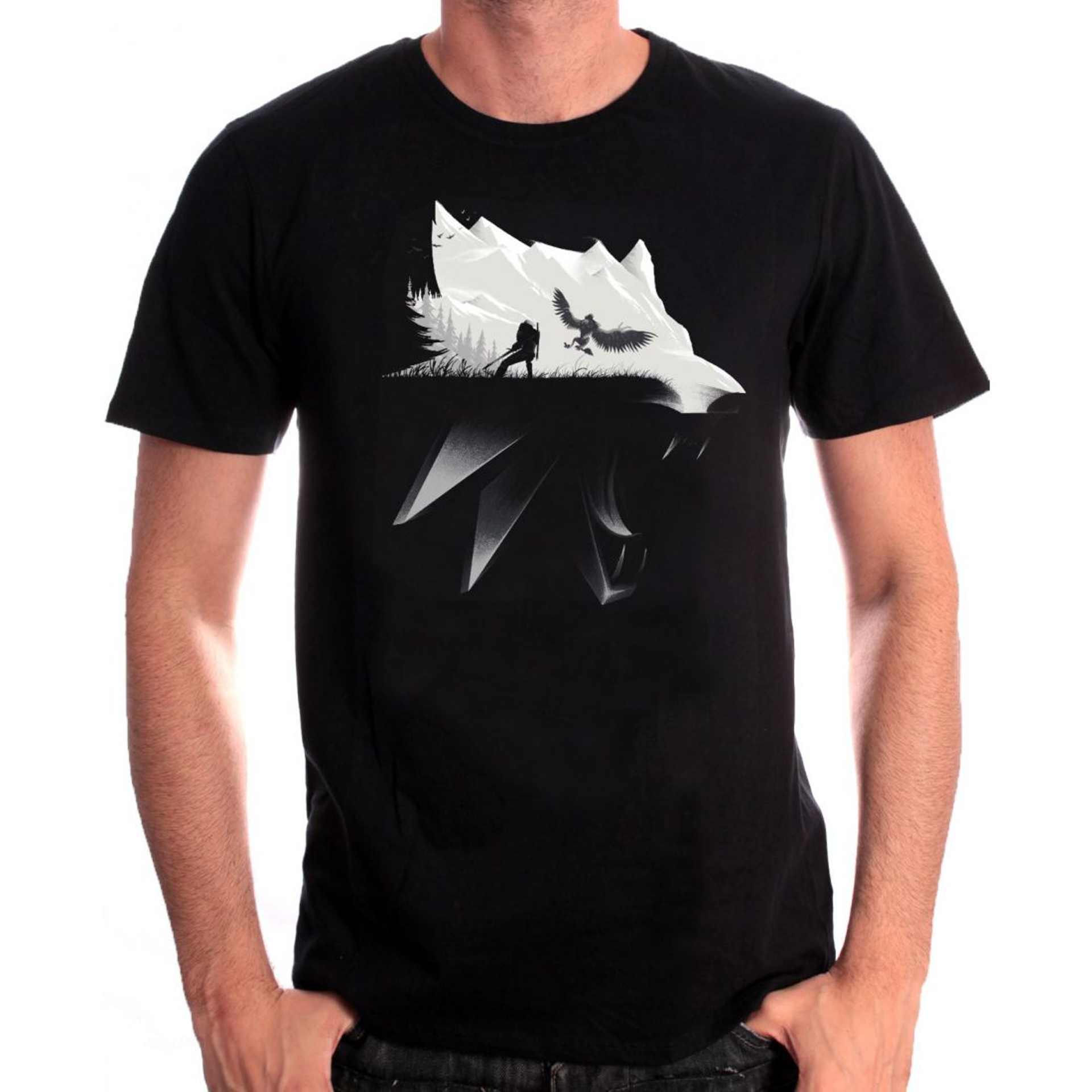 The Witcher 3 - Wolf Silhouette Black T-Shirt - L