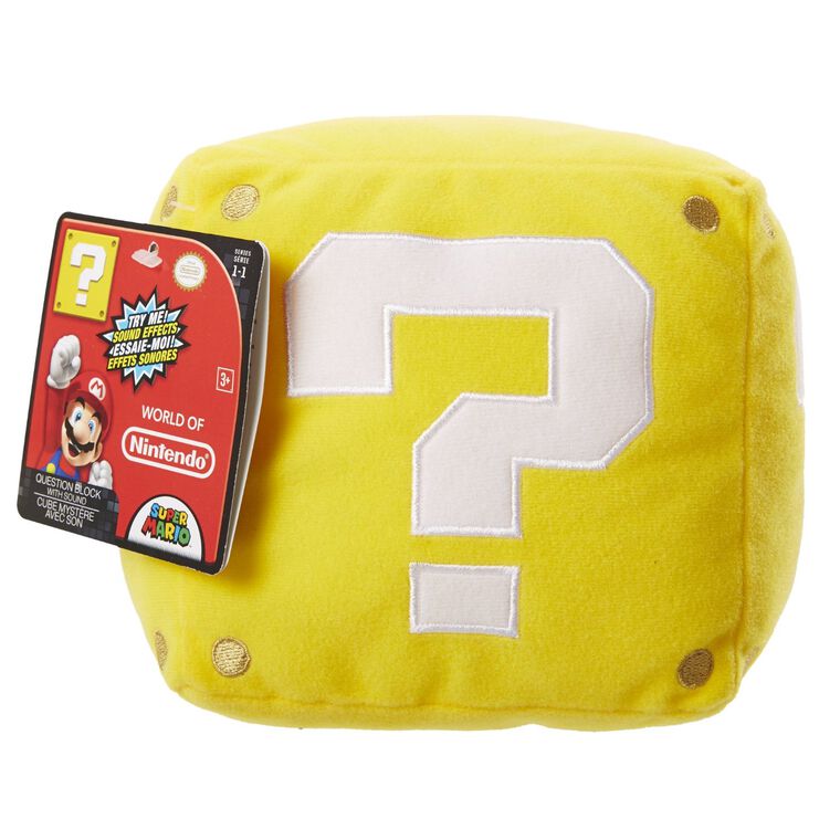 Nintendo - Super Mario Peluche Bloc point d'interrogation jaune avec fonctions - flash vidéo