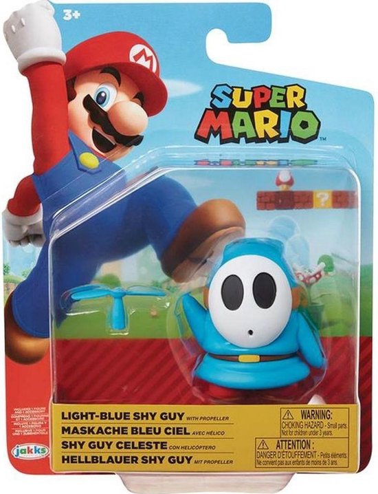 Nintendo - Super Mario Figurine de Maskass Bleu Ciel avec hélico 10cm - flash vidéo