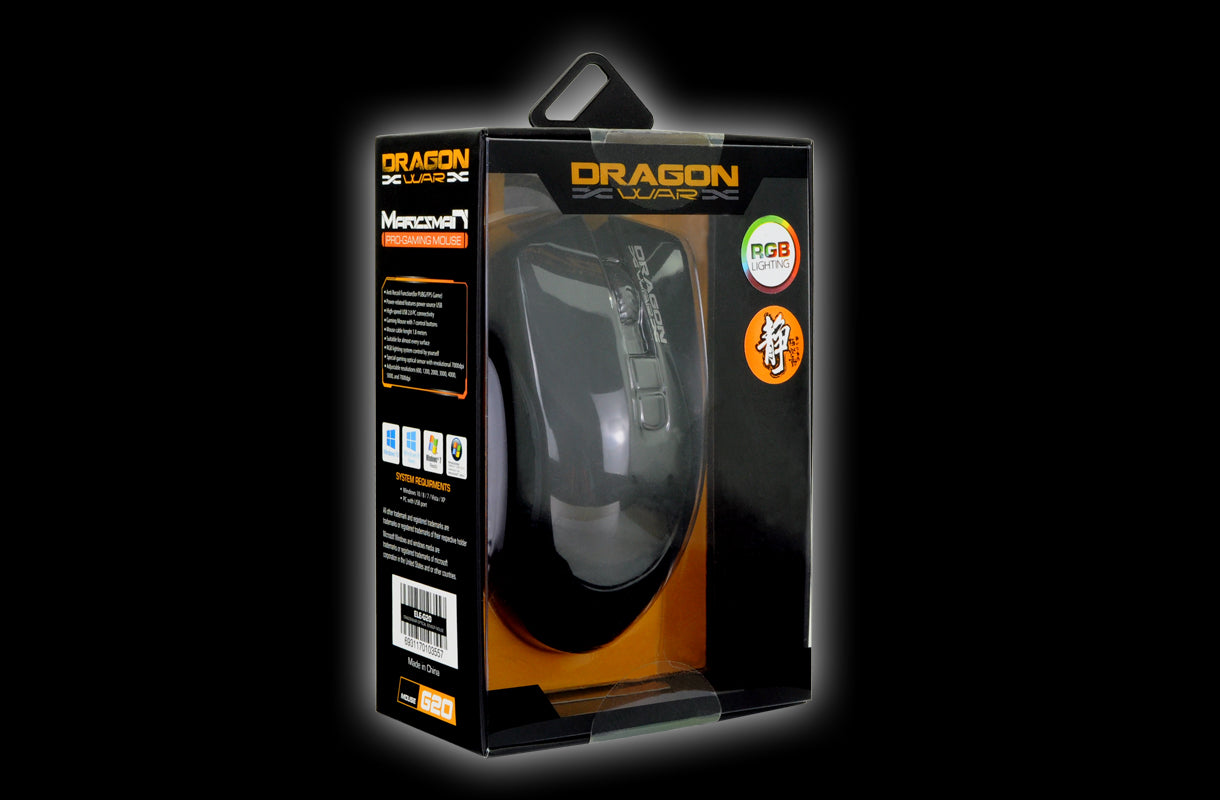 Dragonwar G20 7000DPI Souris de jeu RGB ergonomique et personnalisable à 7 boutons - Noir