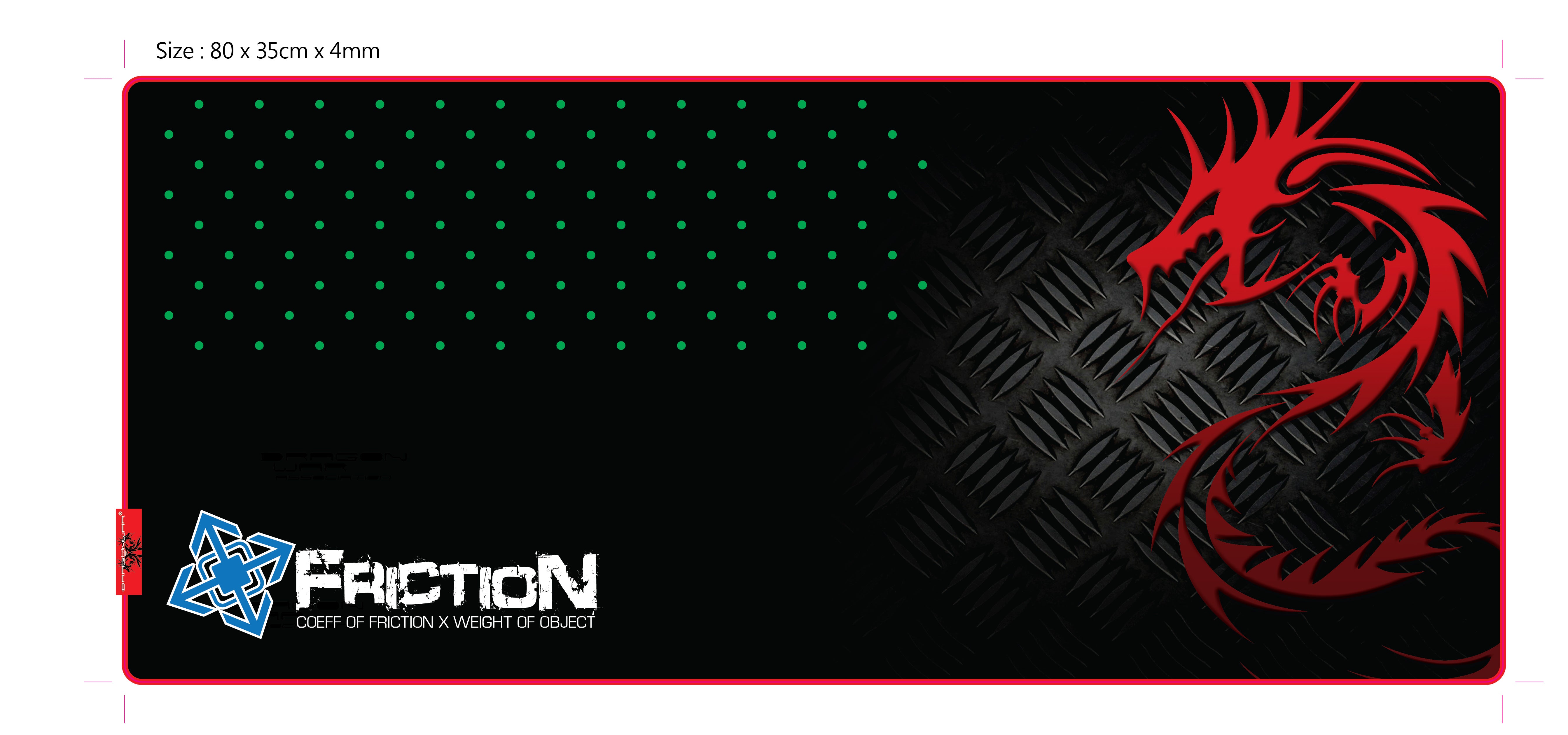Dragonwar Friction XXL Tapis de souris & de clavier professionnel dédié au jeu - Format XXL - Matière caoutchout flexible et confortable - Surface ultra lisse - Noir/Rouge/Gris stylisé