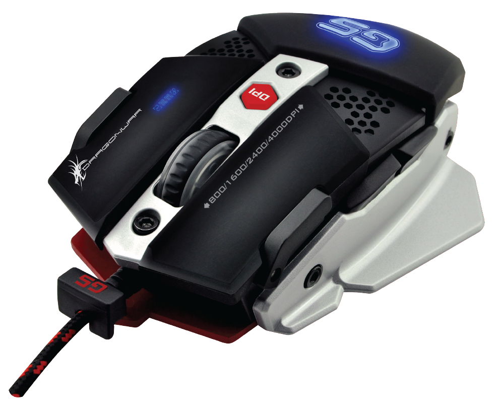 Dragonwar G5 Warlord 4000DPI souris de jeu RGB ergonomique et personnalisable avec 8 boutons - Noir